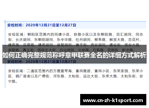 如何正确完整规范称呼意甲联赛全名的详细方式解析