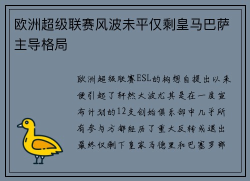 欧洲超级联赛风波未平仅剩皇马巴萨主导格局 欧洲超级联赛风波未平仅剩皇马巴萨主导格局